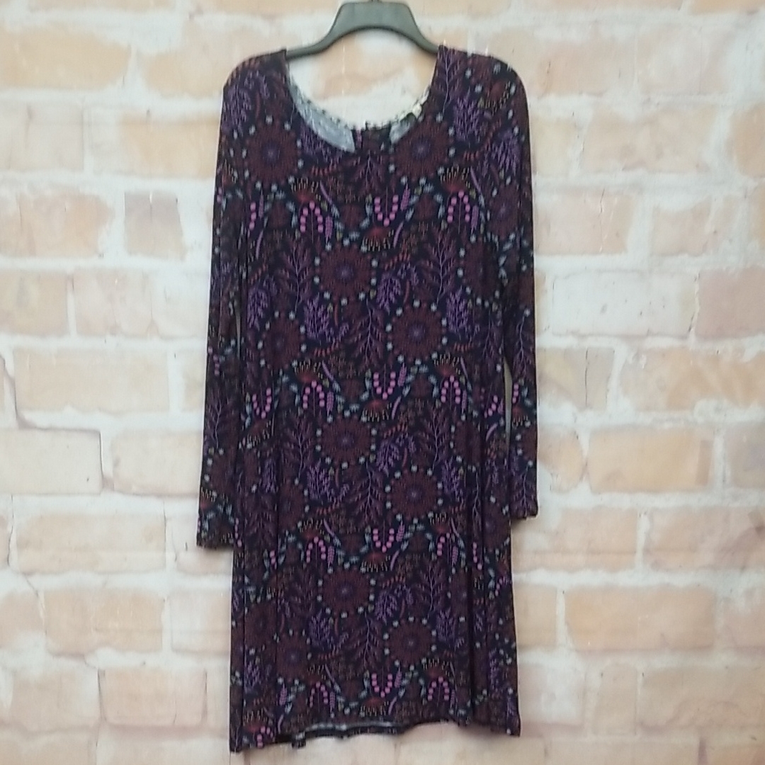 Matilda Jane Size L Navy Floral Long Sleeve Dress